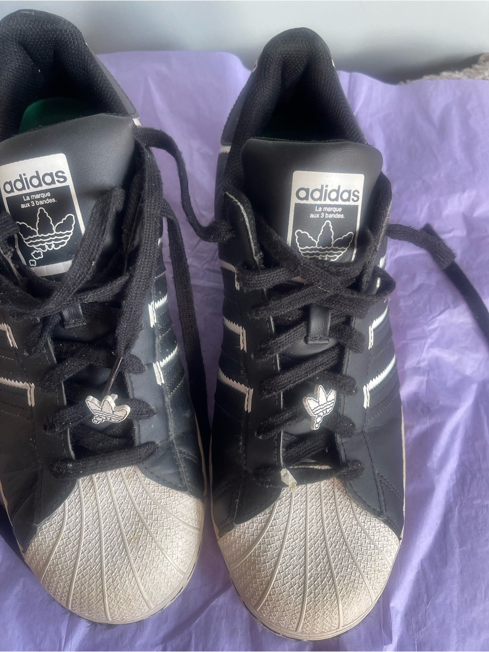 adidas Kids Black and White Shell-Toe Sneakers
